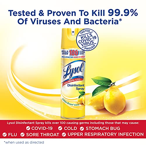 Lysol Disinfectant Spray, Sanitizing And Antibacterial Spray, For Disinfecting And Deodorizing, Lemon Breeze, 19 Fl Oz, (Packaging May Vary) #TOP2