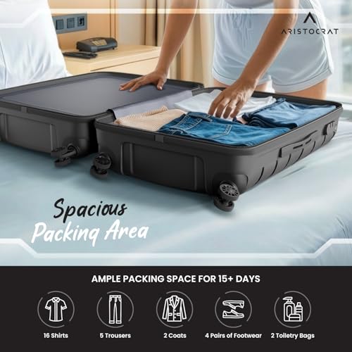 Image of Aristocrat Liberty 8-Wheel Large Size Hard Case Trolley Bag, Jet Black