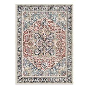 Ruggable Washable 5×7 Area Rug, Kamran Cayenne Red, Premium Vintage Rugs for Living Room, Bedroom, Kitchen, Office, Classroom with Gripper Non Slip Pad