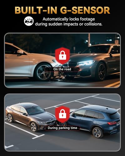 undefined TERUNSOUl 4K+4K Dash Cam Front and Rear, Free 128GB Card Included, 5.8GHz WiFi Dash Camera for Cars, Built-in GPS, G-Sensor, 170°Wide Angle, 3" IPS Screen, 24H Parking Mode, Support 512GB Max の商品画像 4