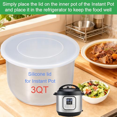 Image of Silicone Lid for Instant Pot 3 QT, 8.1IN Reusable Pot Cover for Instant Pot 3 Quart, Lid 3 qt for Instantpot, Reusable Silicone Lid for Bowl & Food Cover, Accessories for Instapot, Transparent White