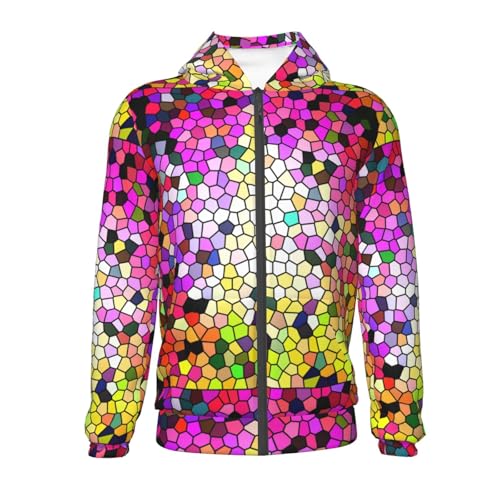 Colorful Tie Dye Stained Glass 3 Kids Pullover Hoodies Boys Zip Up Sweatshirts Girls Athletic Clothes with Pocket2