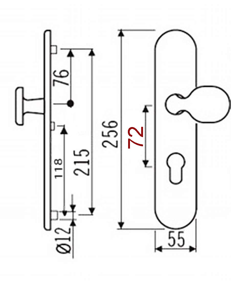 Edelstahl Wohnungstür Schutzbeschlag 1586 U-Form WE-72mm ES1 mit ZA Türdrücker