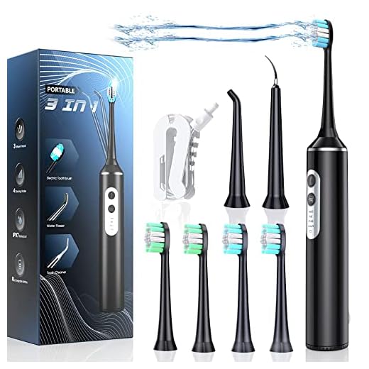 Electric Toothbrush with Water Flosser, Cordless Water Dental Flosser & Tooth Brush Combo, 3 in 1 Oral Teeth Irrigator Cleaning Kit with 4 Modes, Portable Electric Toothbrush for adults Travel Home