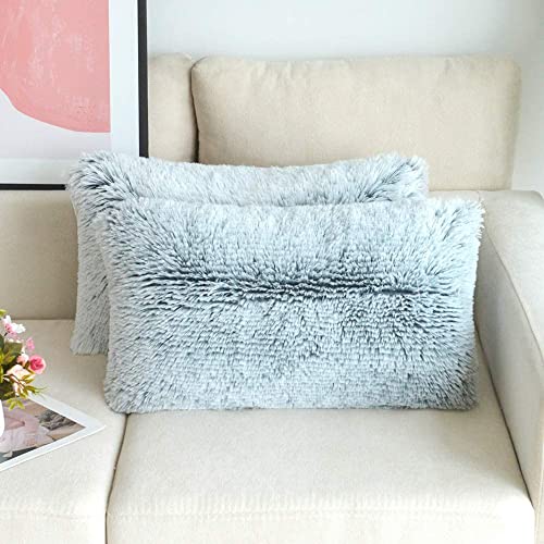 Image of Lumbar Faux Fur Throw Pillow Covers for Couch Decorative Pillows 12x20