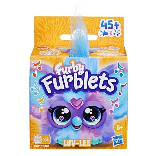 Furby Furblets Luv-Lee Mini, K-POP Musik & Sätze in Furbisch (über 45 Geräusche), Kuscheltier in Pink-Lila-Blau, für Kinder ab 6 Jahren