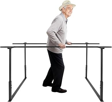 Physical Therapy Parallel Bars - 7FT/213cm Walking Assist Bars with Adjustable Height and Width, Home Gym Parallel Bars Workout Dip Stnads for Strength Training Fitness