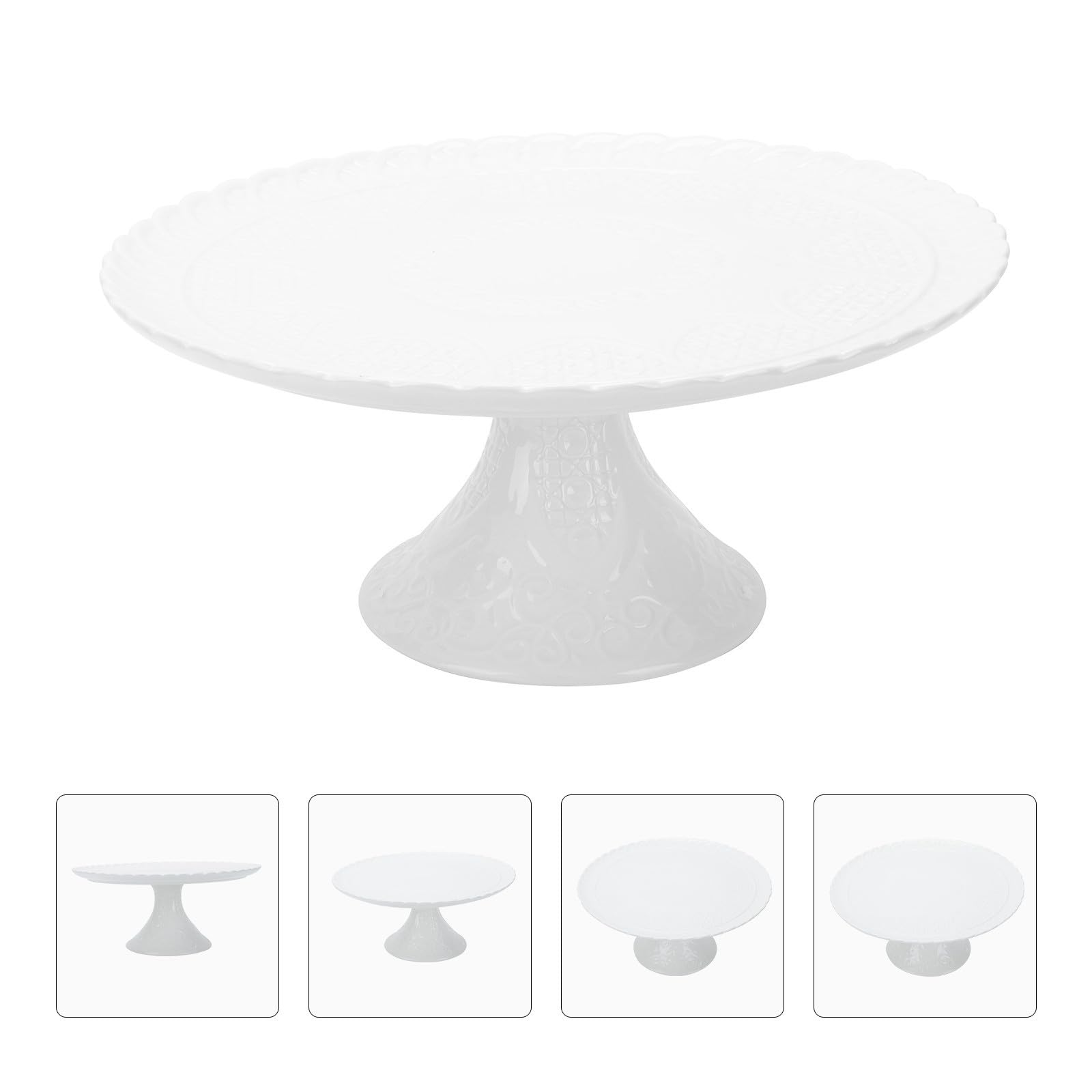 Alzatina per Dolci in Ceramica Beige Decorazione a Rilievo, Leggera e Elegante, per Esposizione di Cupcake e Dolci a Feste e Compleanni