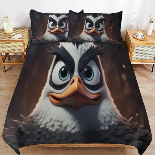 Horse Bed Linen 3-Piece, Boys Girls Soft Microfibre Print Duvet Cover, Animal Bed Linen, Multicoloured (F, 135 x 200 cm + 80 x 80 cm x 2))