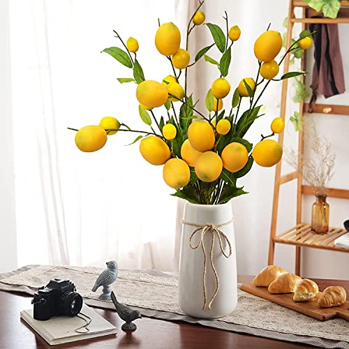 Sunm Boutique 2 Pack Artificial Lemon Branch Vivid Yellow Artificial Lemon Branch Home Party Garden Without vase Decoration