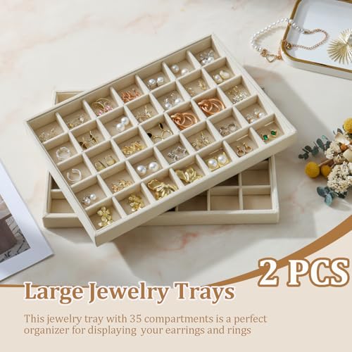 Image of Large Velvet Jewelry Tray Display Drawer Inserts 2 Pack