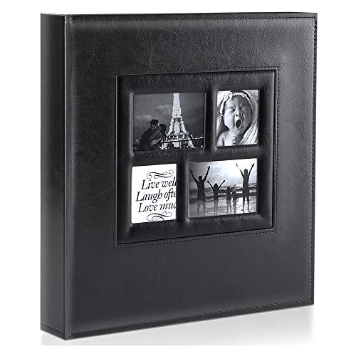 Benjia Photo Album 4x6 500 Pockets Pictures, Extra Large Capacity Vintage Leather Cover Photo Albums that Holds 500 Vertical and Horizontal 4x6 Photos Black by Benjia - Used condition - CA$16.15