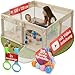 Mallie® Laufstall Baby 120x120cm Beige inkl. Gratis 20 Spielbälle – Laufgitter mit Leinen Gewebe, Playpen, Kinder-Zaun, ställe & Play Pen, 15-Min Aufbau mit Video-Anleitung