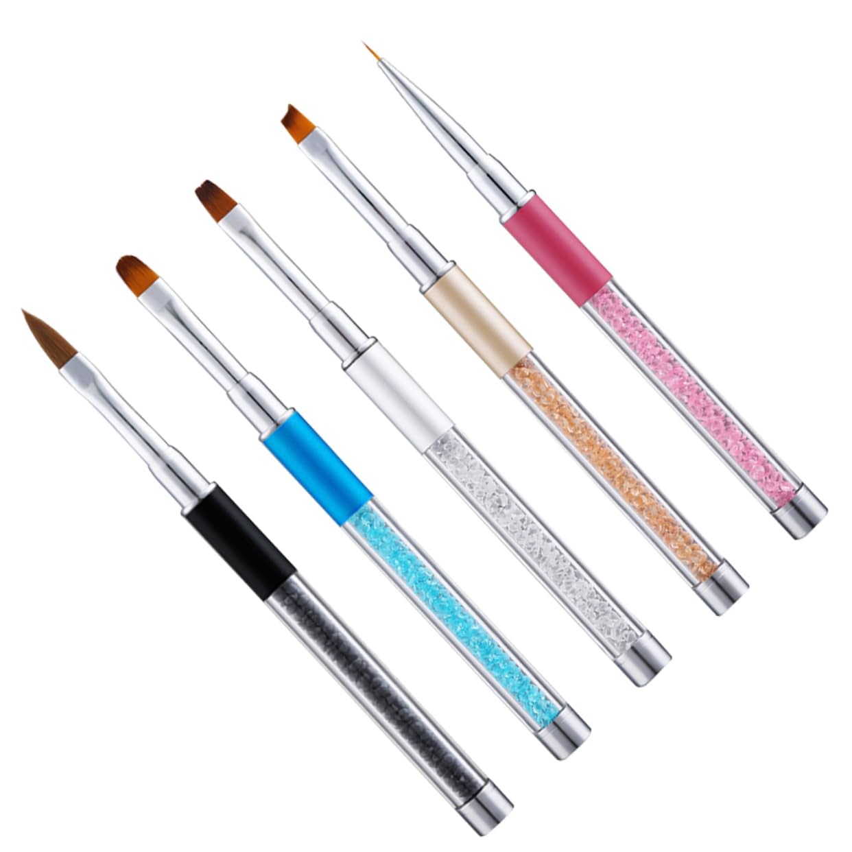 Healeved 15pezzi Pennelli Per Manicure Acrilico Con Manico Di Strass Strumenti Per Nail Art Professionali Per Casa e Salone Inclusi Varietà Di Pennelli Per Gel e Decorazioni Per Unghie