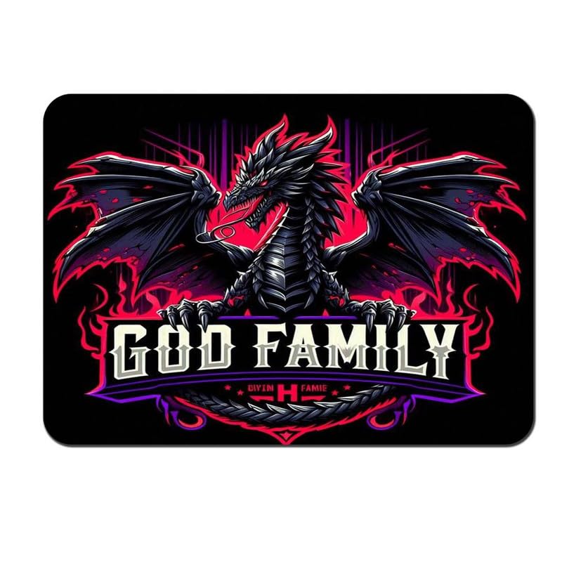 Image of Shivor Gaming Mouse Mat | Black Dragon Flame Printed Design with God Family Branding | Smooth Texture Control Surface | Non Slip Rubber Base Stability | Compatible with Laser and Optical Mice