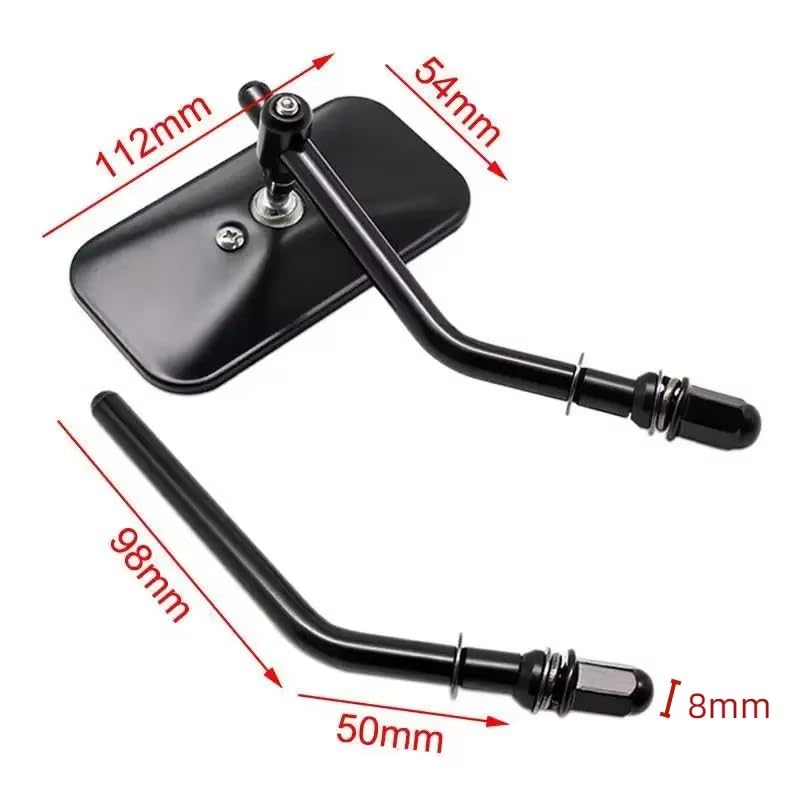 Espejos retrovisores de 8mm con diseño rectangular antivibración para Fatboy y Electra 2
