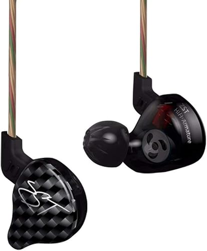 Auriculares KZ ZST, dinámicos, híbridos, controlador dual en oídos, negro con micrófono