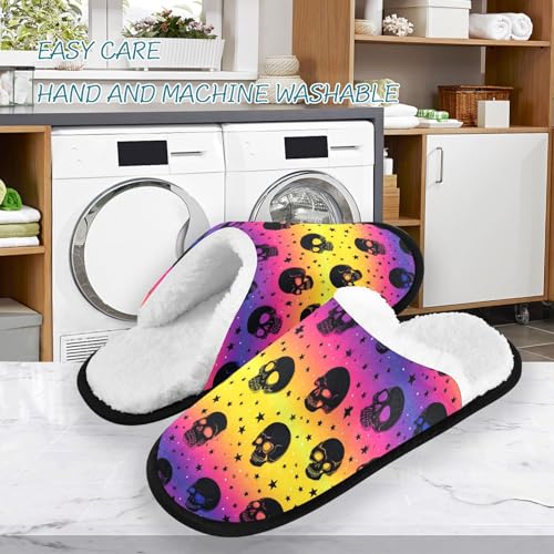 Yellow Skull Gradient Slippers For Women Men Soft Memory Foam Non-Slip Halloween Winter Indoor House Shoes Travel Slipper3