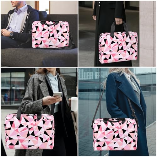 Maletín para portátil rosa geométrico 16" resistente al agua miniatura 7