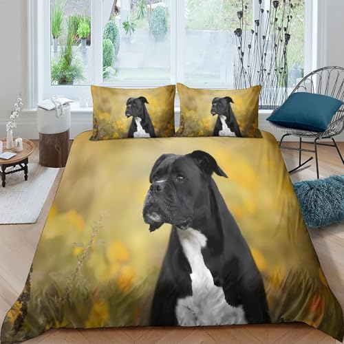Parure de lit chien noir avec impression 3D haute définition