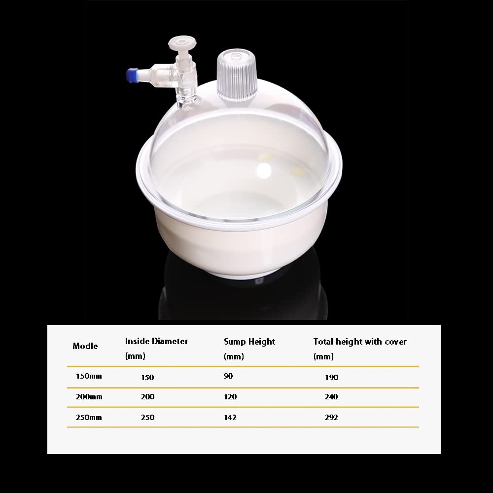 Polycarbonat Vakuum-Exsikkator, 150ml Labortrockner-Glas, Vakuum Trockenschränke aus Kunststoff mit weißem Polypropylenboden zum Vakuumtrocknen und Aufbewahren (150mm)
