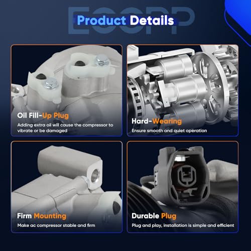 Image of ECCPP AC Compressor Fit for Mazda CX-7 2.3L 2.5L 2009-2012 | Fast Cooling AC Compressor with Clutch