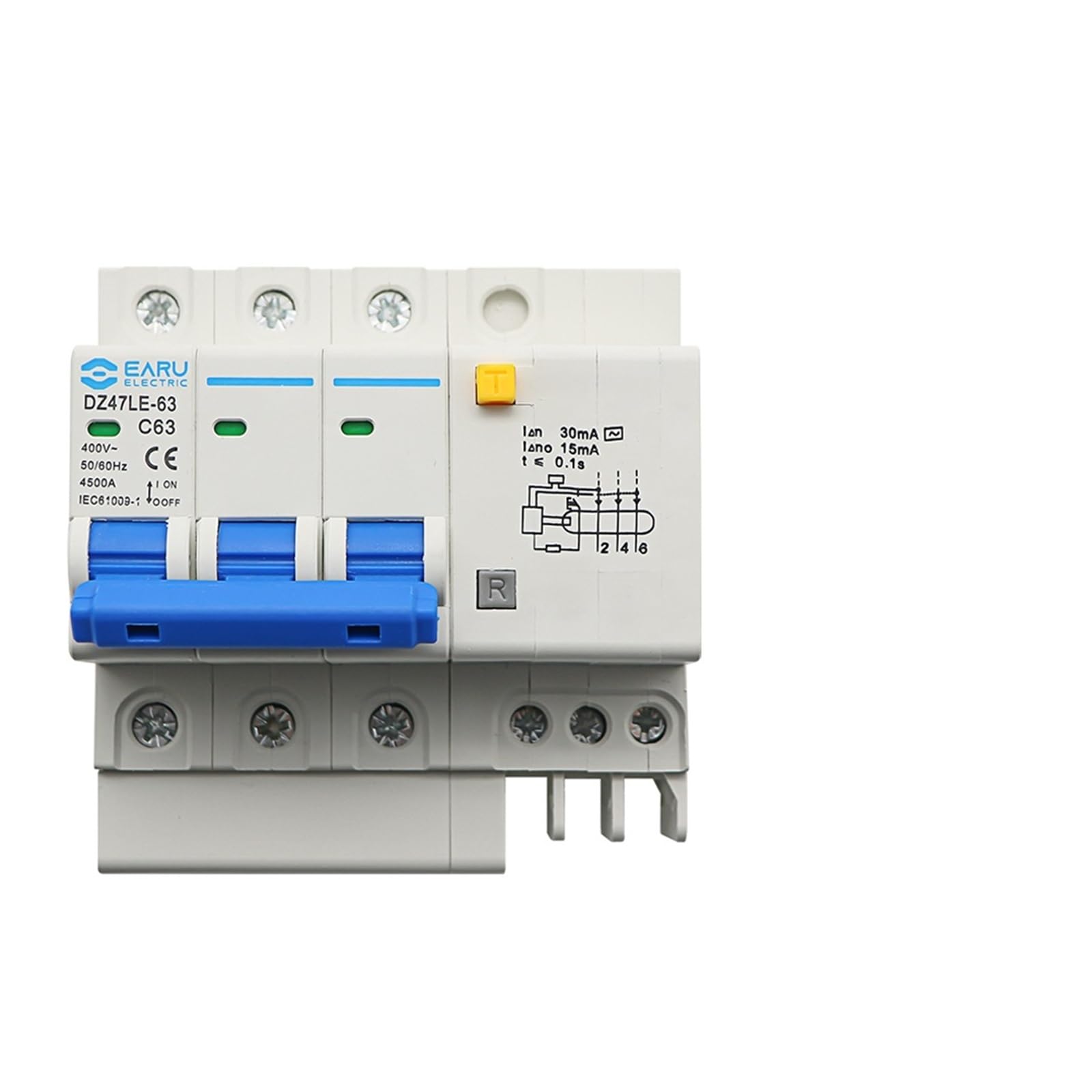 Disyuntor en miniatura DZ47LE-63 3P con interruptor de aire doméstico