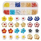 Cheriswelry 360Pcs 3-5mm Millefiori Lampwork Glass Beads Flat Flower Loose Spacer Beads 12 Colors for Necklace Bracelet Earring Jewelry Making