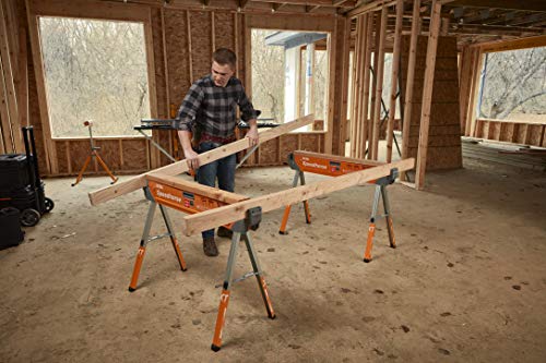 Bora Portamate Speedhorse XT Sawhorse Pair- Two pack, 30-36 inch height adjustable Legs, Metal Top for 2x4, Heavy Duty Pro Bench Saw Horse for Contractors, Carpenters - PM-4550T,Orange - Image 15