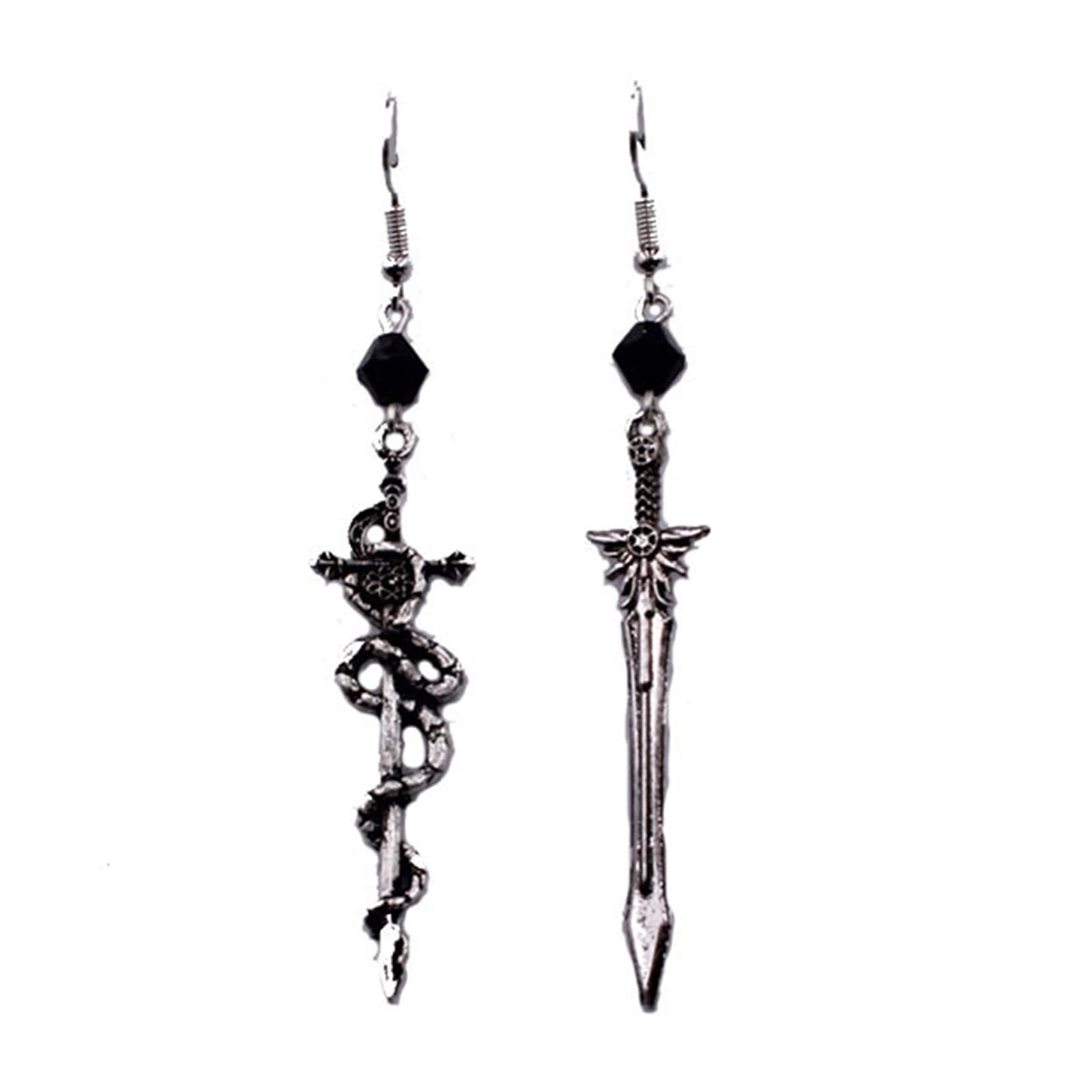 Wwhjr Women's Silver Earrings Color Eardrop Big Fashion Jewellery Novel Charm Men Mystical Gothic Asymmetric Sword Earrings