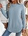 Long Sleeve Shirts for Women Crew Neck Fall Tops Lightweight Tunic Sweaters with Curved Hem Fashion Clothes 2025 (Blue, Medium)