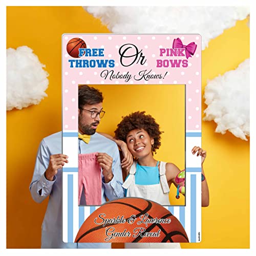Custom Gender Reveal Photo Booth Frame - Sizes 36x24, 48x32 Basketball Baby Shower Photo Booth, Handmade Decor, He or She Photo Booth Prop Selfie Frame, Baby Shower Boy or Girl