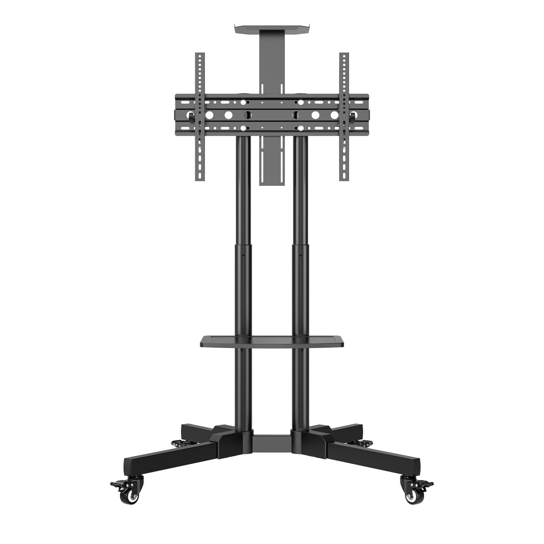 UNYKAch Supporto TV mobile con 2 ripiani e altezza regolabile per schermi piatti e curve da 32-75 pollici (fino a 45 kg), VESA max 600 x 400 mm