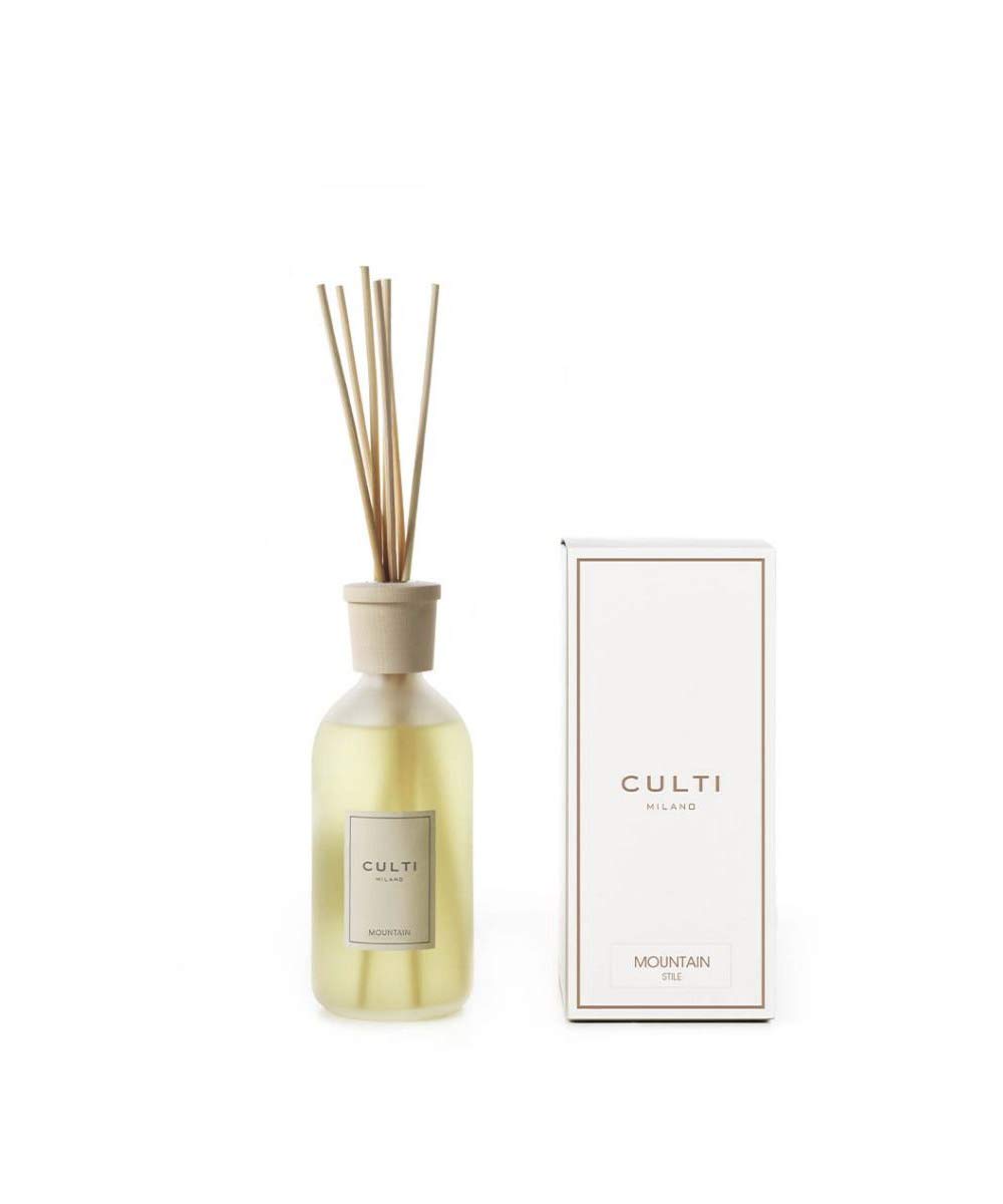 Culti Diffusore Bastoncini Stile da 500 ml Milano | Fragranza Mountain, al Legno di Cedro e Vetiver - Durata 3 Mesi - Metratura da 10 a 20 mq