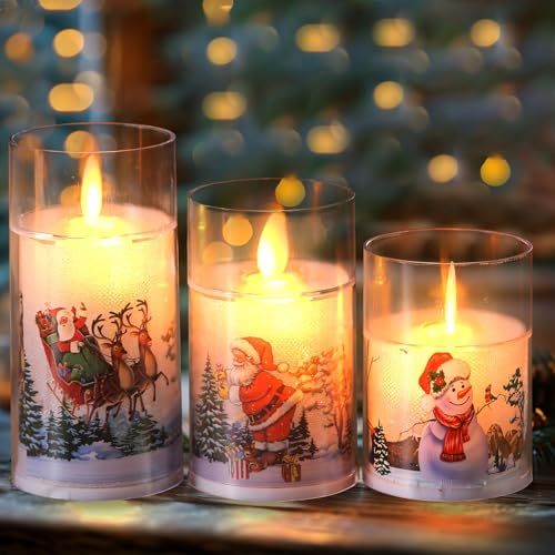 GZWY Weihnachtsdeko Innen LED Kerzen aus Kunststoff, 3 Stück...