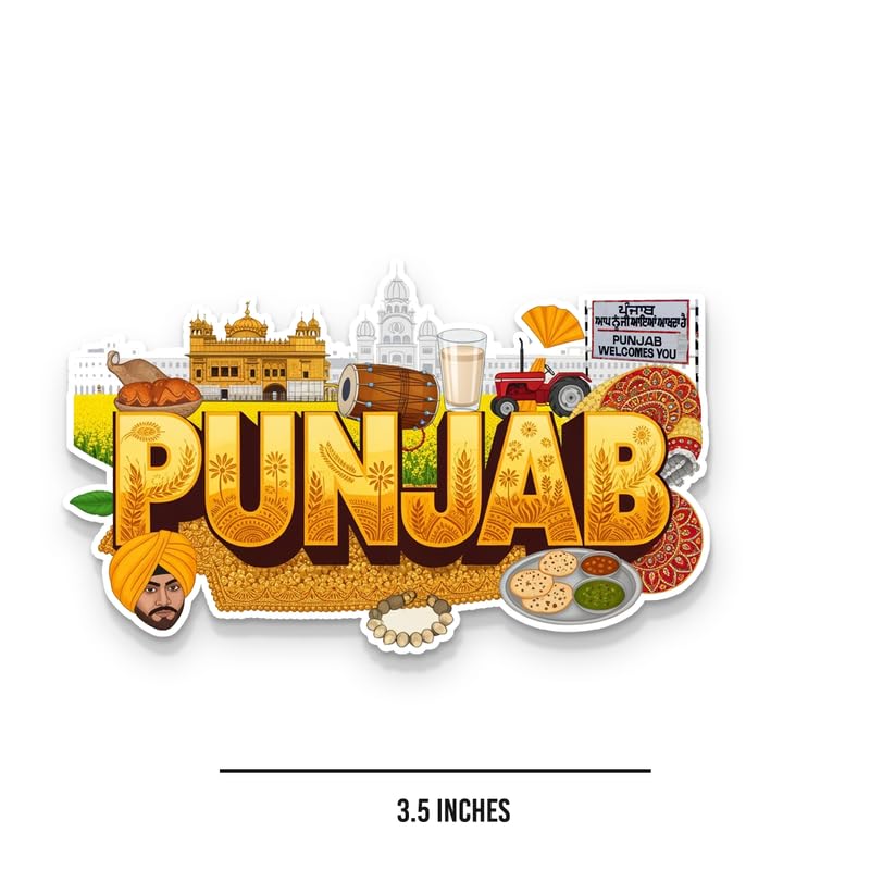 Image of Punjab Fridge Magnets, Glossy Finish, Stylish Magnet for Fridge, Wardrobe & Metal Surfaces