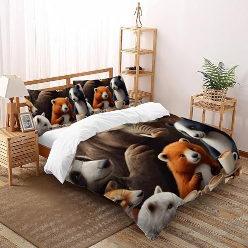 Housse de couette 220x240 microfibre Animaux avec zip pratique - 2