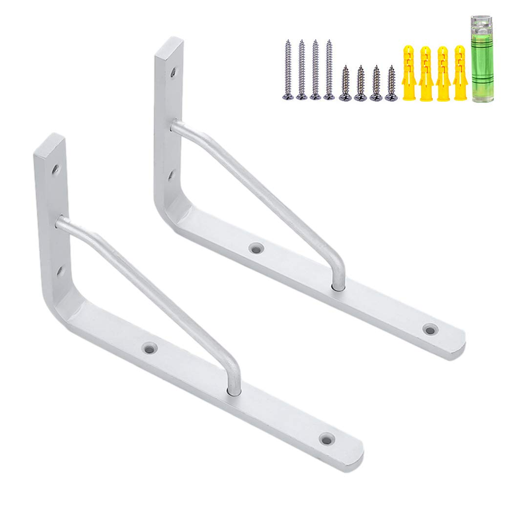 Supporto Mensola Alluminio Spaziale 2 Pezzi,Staffe per Mensole Pesanti,Metalliche Supporto per Mensola con Viti per Scaffale per Libri Scaffale da Cucina Espositore (40cm/15.7in)