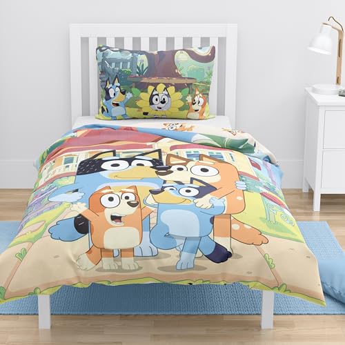 MTOnlinehandel Bluey Bettwäsche 100x135 40x60 100% Baumwolle Bluey Bingo Babybettwäsche Kinderbettwäsche für Mädchen und Jungen farbenfroh Klein-Kinderbettwäsche mit Reißverschluss
