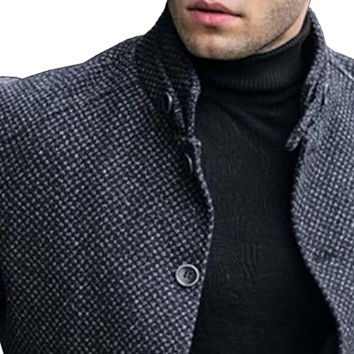 Mens Stand Collar Plaid Suit Coats Button Casual Business Sport Coats Lightweight Winter Slim Fit Suit Jacket2