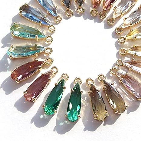 Amazon Craft Tamago 2個 チャームパーツ しずく スリム ガラス製 12 4 8mm アイスブルー チャーム アクセサリートップ 通販