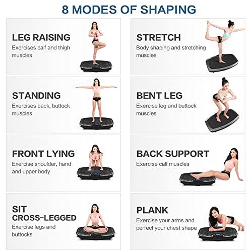 NIMTO Vibration Plate Exercise Machine Whole Body Workout Vibration Fitness Platform for Home Fitness & Weight Loss + BT + Remote, 99 Levels (Black)