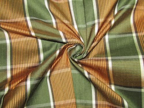 Soie Dupion 100% naturelle vert orange, étoffe luxe 137cm