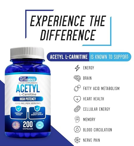 We Like Vitamins Acetyl L-Carnitine 1000mg Capsules - 200 Easy to Swallow Veggie Capsules - Acetyl l Carnitine Supplement Helps Support Focus, Brain Function, and Energy - Thumbnail 5