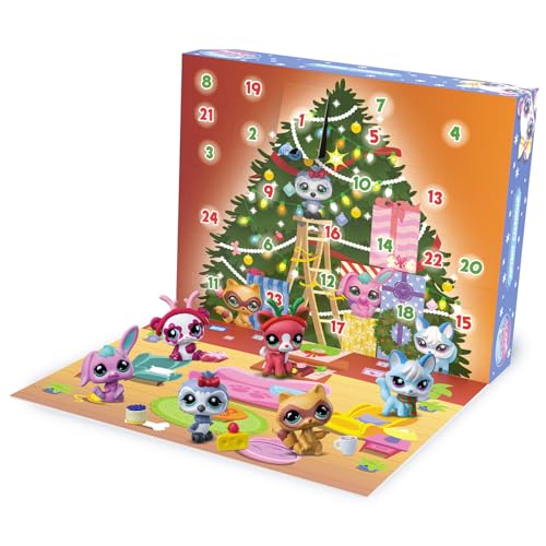Littlest Pet Shop - Calendrier de l'Avent des Pet Shop - 8 Pet Shop et 16 accessoires - Calendrier 24 cases Noël - Mini-figurines Animaux à Collectionner -...