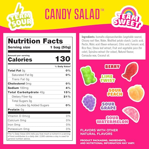 Image of SmartSweets Candy Salad, Low Sugar Gummy Candy, 1.8oz Bags, 14 Pack