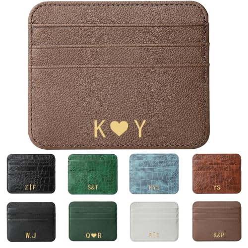 Women's Personalized Monogram Wallet, Fine Texture Pu Leather Card Holder Leather, Simple Credit Card Holder, Bridesmaid Gift Ultra-Thin Card Protector For Girls