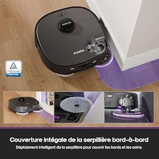 Eureka J15 Evo Ultra Robot Aspirateur Laveur avec Station, Aspiration 22000 Pa Extention de Serpillière Anti-Emmêlement Brosse Principale et Brosse Latérale DragonClaw, Autonettoyage de Serpillière
