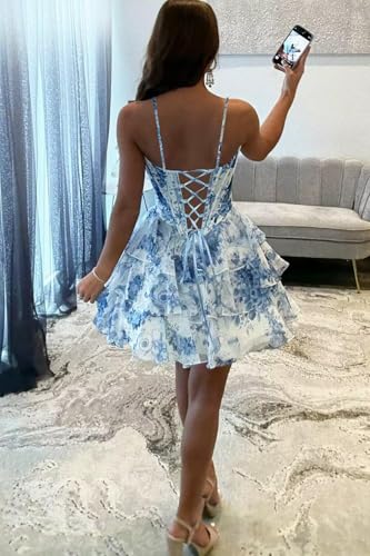 Floral Tiered Homecoming Dresses for Teens 2025 Corset Lace Applique Graduation HOCO Party Dress4