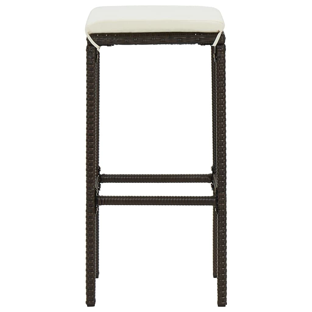 Ensemble de Bar de Jardin avec Coussins 5 pcs Marron Mobilier de Jardin Brun